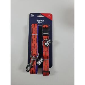 Reebok Dog Leash & Collar Set Red Blue Medium New Durable Pet Gear